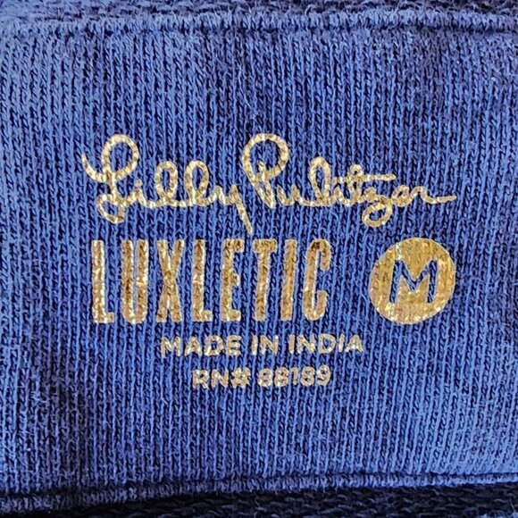 Lilly Pulitzer Womens Medium Sweatshirt Luxletic Beach Comber Pullover Navy Blue - Picture 8 of 11